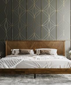King Walnut Bed Frame with Headboard by Panthera Solid Wood