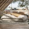 Feonase Queen Bed Frame with Upholstered Headboard and Wooden Slats 4 Feonase Queen Bed Frame with Upholstered Headboard and Wooden Slats 4