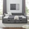 Eafurn Full Size Upholstered Daybed with Storage Drawers for Guests