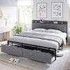 King Size Canopy Bed Frame Solid Pine Wood No Box Spring Needed 3