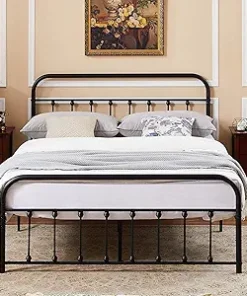 VECELO Queen Size Metal Bed Frame with Headboard and Footboard