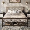 VECELO Twin Size Upholstered Bed Frame with Adjustable Headboard Beige 4