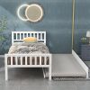 Merax Twin Size Wood Platform Bed Frame with Desk and Bookshelf 4