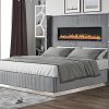 Queen Size Floating Bed Frame with LED Lights and Charging Station 4