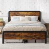 Rattan Queen Bed Frame with Sliding Storage Cabinets and Headboard 3