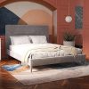 Classic Upholstered Platform Bed with Diamond Stitched Headboard Full Grey 4