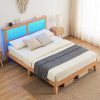 Queen Size Bed Frame with Storage Headboard and Charging Station 4