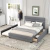 Bellemave Queen Upholstered Bed with Storage Drawers and Trundle