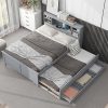 Queen Bed Frame with LED Lights and Adjustable Upholstered Headboard 3