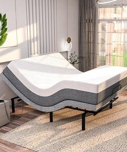 Queen Adjustable Bed Frame with Medium Soft Mattress and USB Light