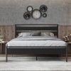 Grey Full Bed Frame with Storage Headboard and LED Lights 4