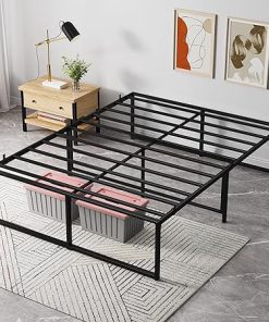Metal Full Size Bed Frame with Storage Easy Assembly Noise-Free