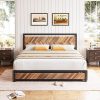 Wooden Queen Bed Frame with Spindle Headboard Mid Century Modern 4