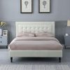 Freya Modern Velvet Platform Bed Frame Queen Size Pink Easy Assembly 4