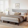 Queen Bed Frame with Bookcase Headboard and Charging Station 3