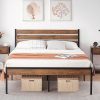 Queen Size Wooden Headboard Bed Frame with Under Bed Storage