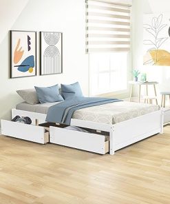 Harper Bright Full Platform Bed with Twin Trundle and Storage Drawers