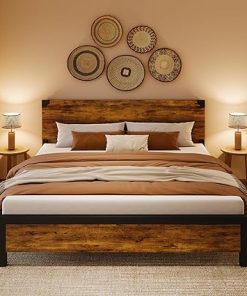 GAOMON King Bed Frame with Wood Headboard and Under Bed Storage 2