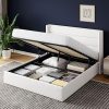 Queen Size Storage Bed Frame with Wingback Headboard and Velvet Upholstery