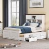 Full Size Bed with Storage Drawers and L-Shaped Bookcases in White 3