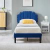 Full Size Platform Bed Frame with Upholstered Headboard Grey 4