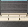 VECELO Full Size Upholstered Bed Frame with Fabric Headboard in Grey 3
