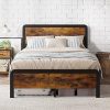 King Size Velvet Upholstered Platform Bed Frame with Tufted Headboard 3