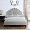 Feonase King Size Upholstered Bed Frame with Tufted Headboard 4