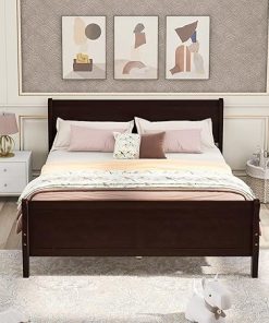 AOCOROE Full Size Wood Bed Frame with Headboard and Footboard Espresso