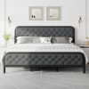 Upholstered Platform Bed Frame with 51″ Headboard and Storage 3