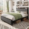 Bellemave Twin Size Wood Platform Bed with Trundle and Headboard 3