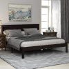 Queen Size Upholstered Platform Bed Frame with Storage Drawers Grey 4