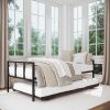 Full Size Bed Frame with Storage Headboard and LED Lights Beige 3