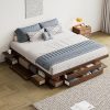 King Size Storage Wood Platform Bed Frame with 6 Drawers and Shelves