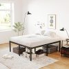Modern Low Profile Platform Bed Frame in Black and White Queen Size 3