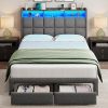 Novilla Queen Bed Frame with Headboard Modern 14 Inch Black Metal 3