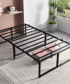 Twin Size Metal Bed Frame 14 Inch Platform No Box Spring Easy Assembly
