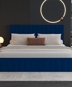 King Size Upholstered Bed Frame with High Headboard and Footboard 2