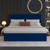 VECELO Full Size Upholstered Bed Frame with Fabric Headboard Beige 4