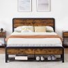 Camaflexi Shaker Style Platform Bed Solid Wood Easy Assembly Queen Cherry 4