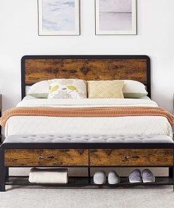 Idealhouse Full Size Bed Frame with Headboard and 2 Storage Drawers