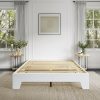 HOOMIC Queen Size Upholstered Bed Frame with Headboard in Beige 3