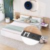 Queen Canopy Bed with Trundle and Storage Drawers Solid Wood Frame 4