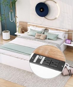 Queen Bed Frame with USB Ports and Drawers for Bedroom Storage