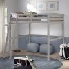 Meritline Full Size Platform Bed Frame with Headboard in Gray Wood 3