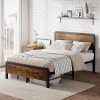 Modern Grey Full Bed Frame with Headboard, No Box Spring Required 3 Modern Grey Full Bed Frame with Headboard, No Box Spring Required 3