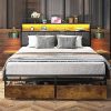 Cute Princess Bed Frame with Adjustable Headboard and LED Lights 3