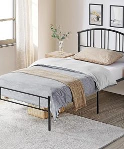 VECELO Twin Metal Bed Frame with Headboard and Under Bed Storage