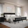 Full Size Solid Wood Retro Platform Bed with Classic Headboard 3