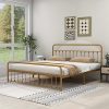 King Size Metal Bed Frame with Vintage Headboard and Storage Solution